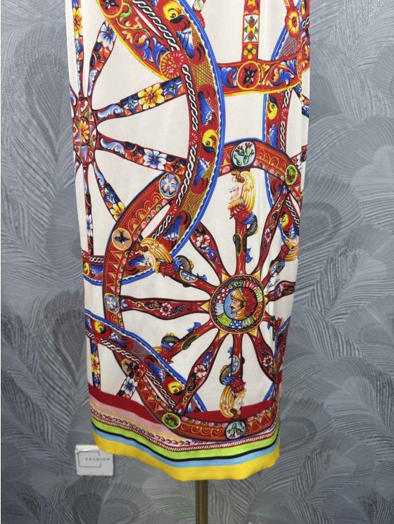 Dolce & Gabbana Silk Contrast-Trim Dress in Multicolor