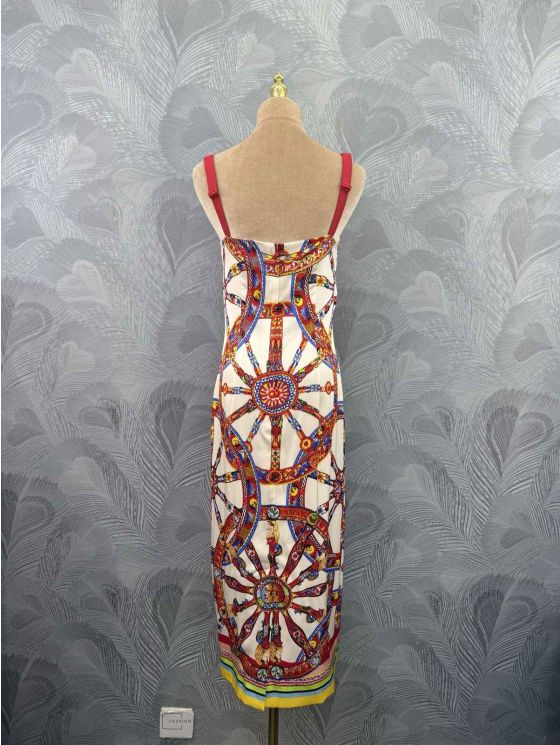 Dolce & Gabbana Silk Contrast-Trim Dress in Multicolor