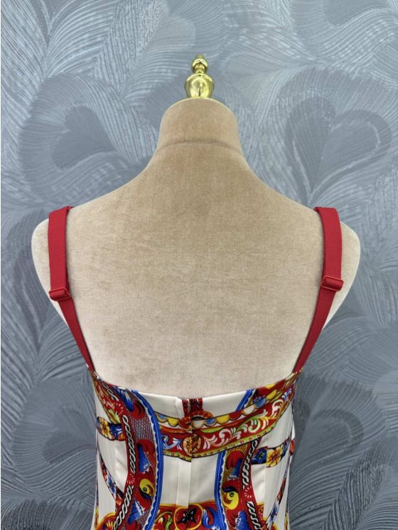 Dolce & Gabbana Silk Contrast-Trim Dress in Multicolor