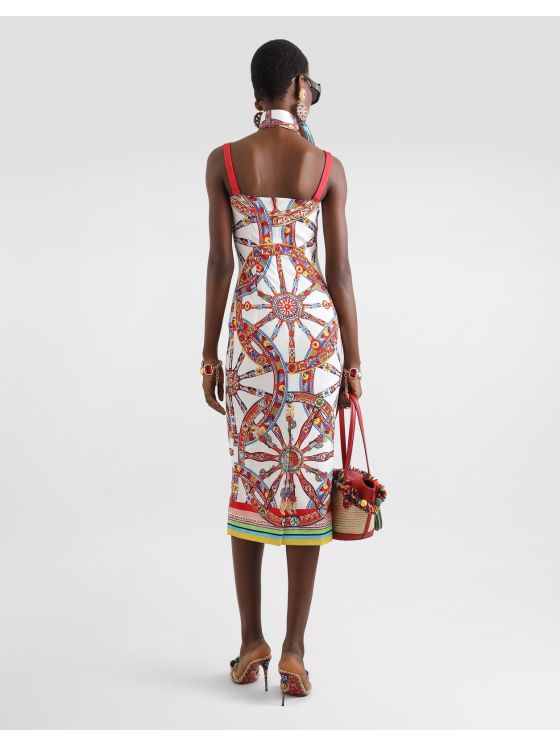 Dolce & Gabbana Silk Contrast-Trim Dress in Multicolor