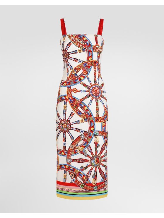Dolce & Gabbana Silk Contrast-Trim Dress in Multicolor