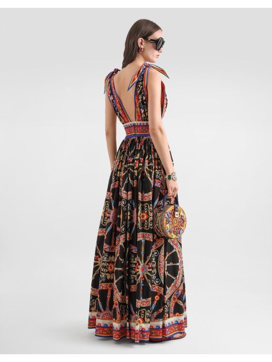 Dolce & Gabbana V-Neck Maxi Dress in Multicolor