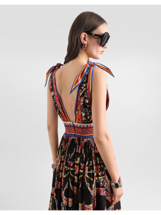 Dolce & Gabbana V-Neck Maxi Dress in Multicolor