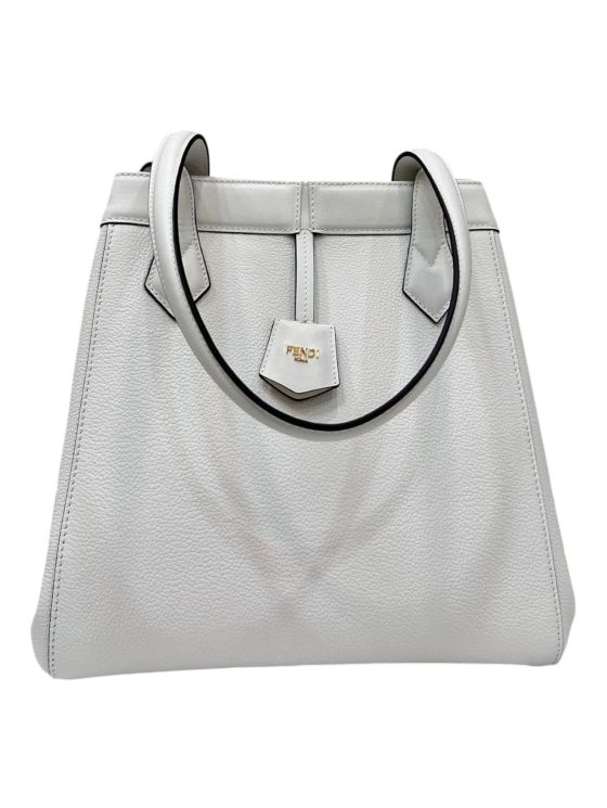 Fendi Medium Origami Dove Off White Leather Shopper Bucket Shoulder Bag 8626A White 2523780