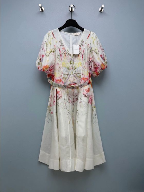 Zimmermann Puff Sleeve Floral Dress in Multicolor