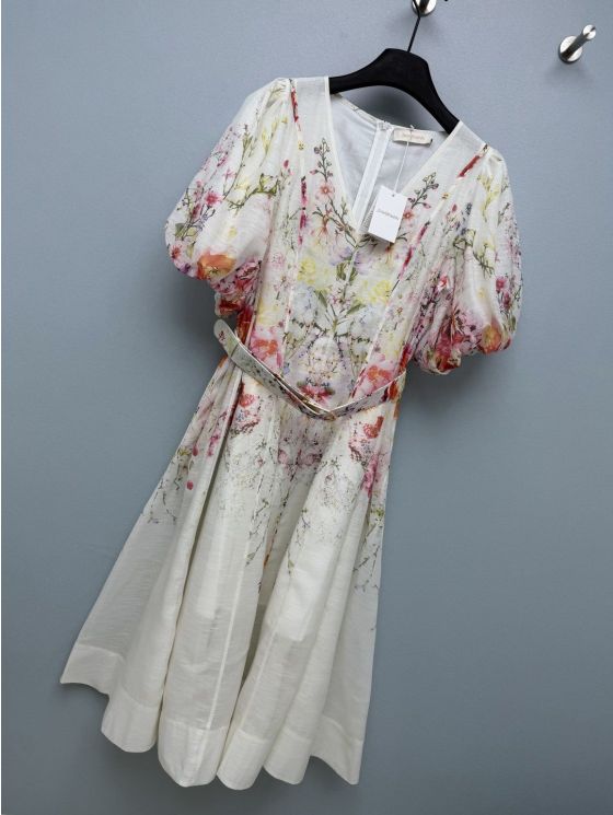 Zimmermann Puff Sleeve Floral Dress in Multicolor