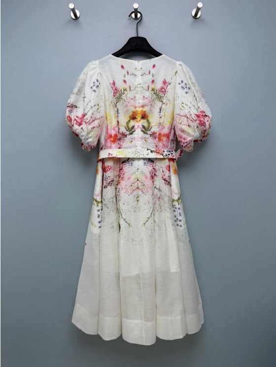 Zimmermann Puff Sleeve Floral Dress in Multicolor