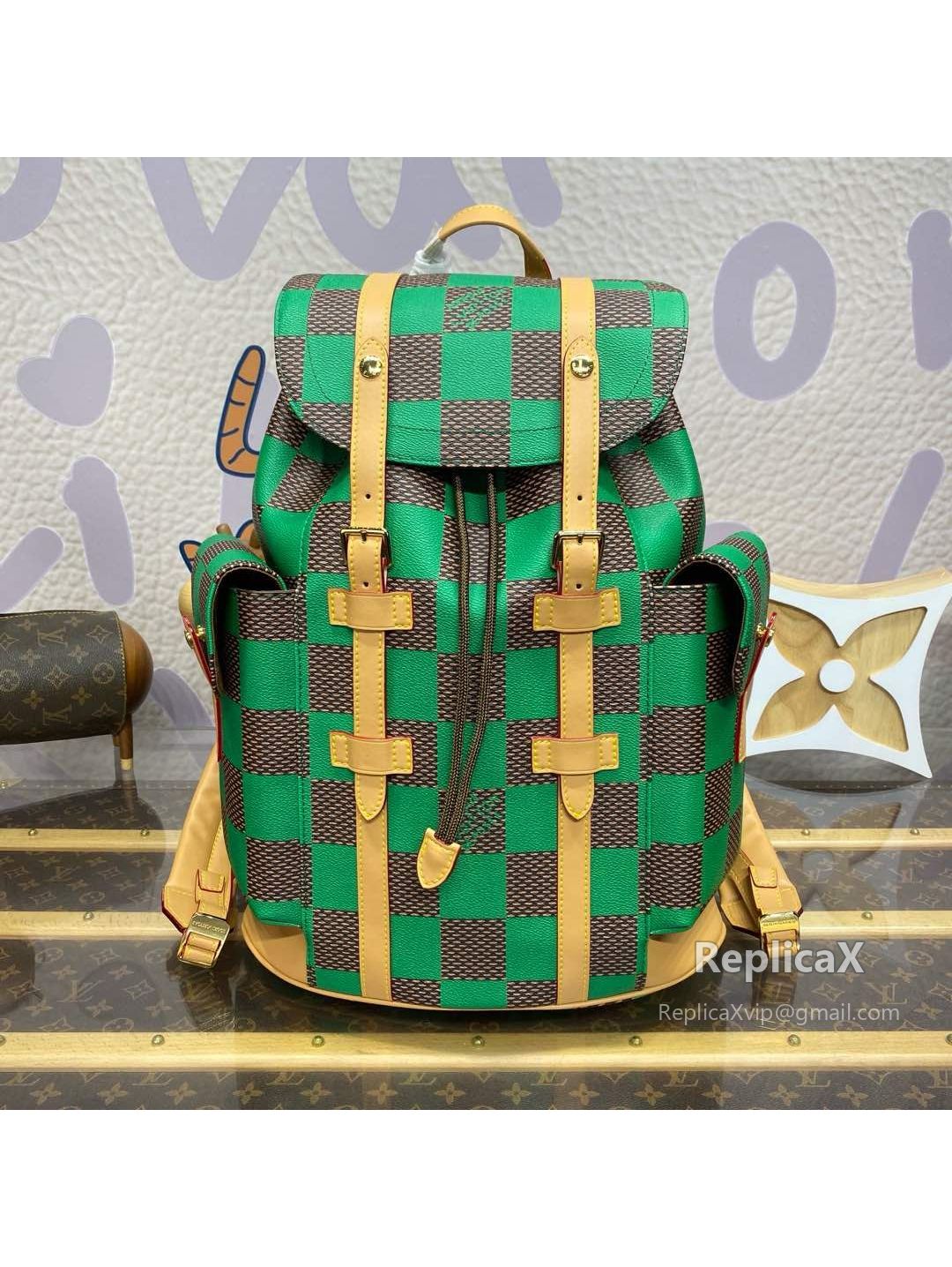 VLM by Louis Vuitton — green damier canvas N40564