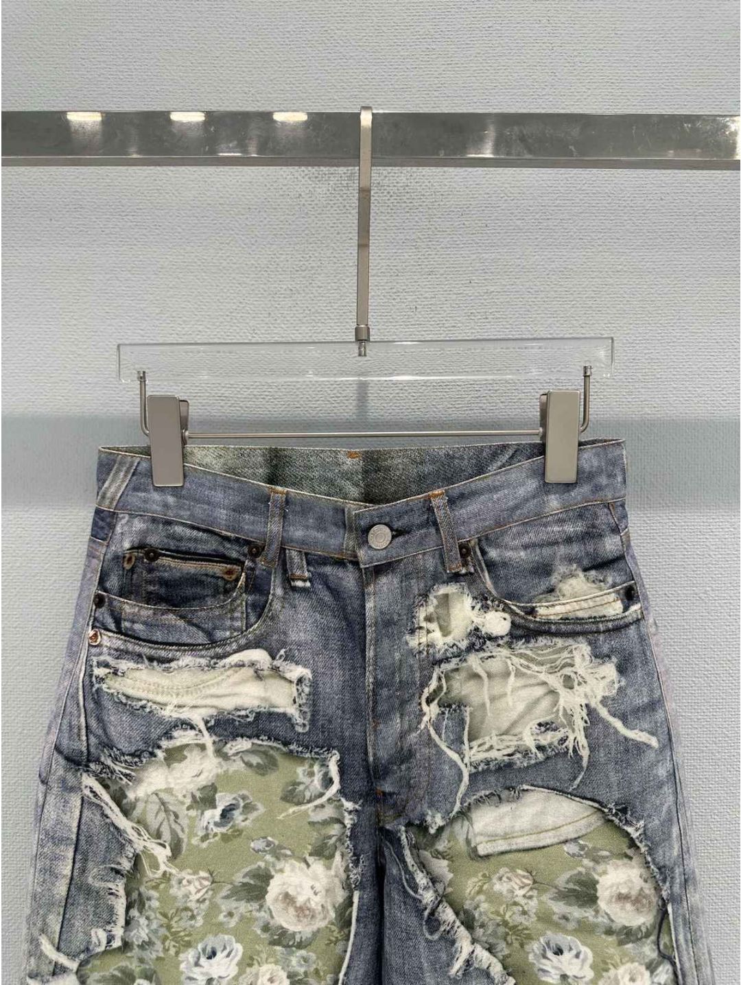 Acne Studios Denim Floral Pants in Multicolor