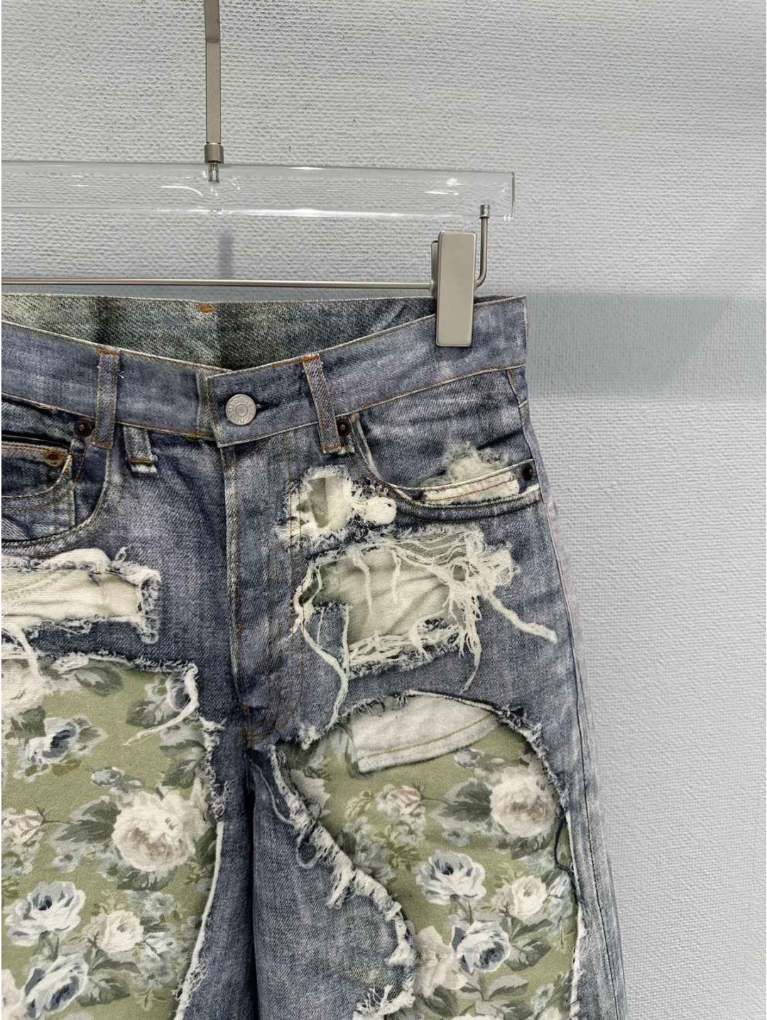 Acne Studios Denim Floral Pants in Multicolor