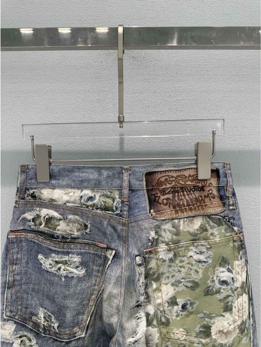 Acne Studios Denim Floral Pants in Multicolor