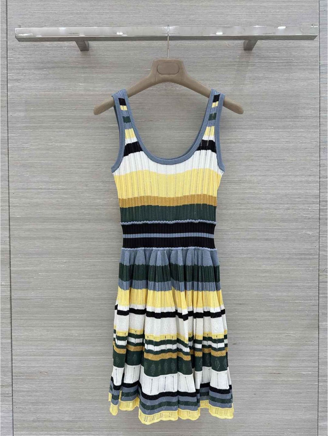 Alaia Crew Neck Sleeveless Dress in Multicolor