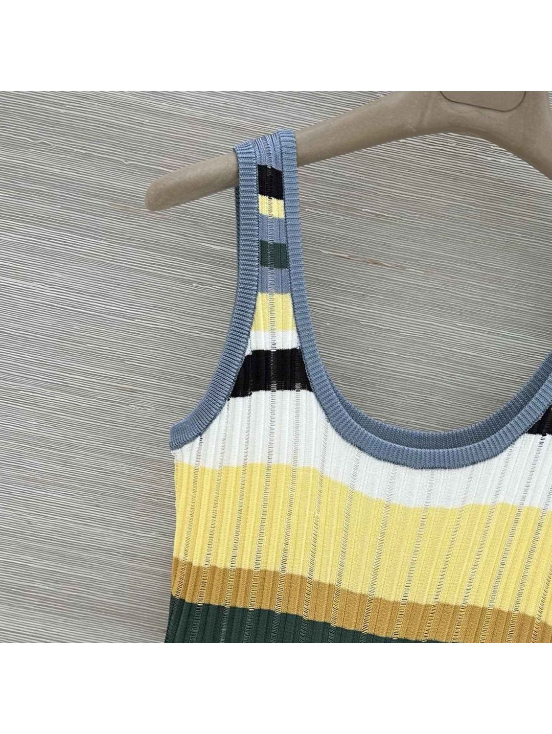 Alaia Crew Neck Sleeveless Dress in Multicolor