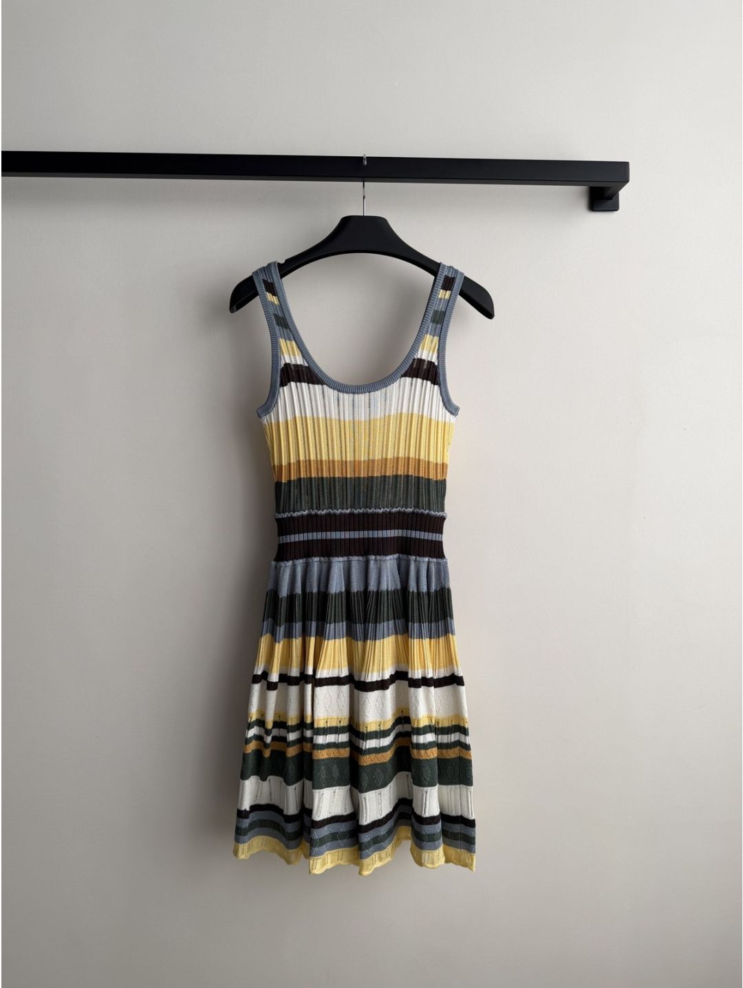 Alaia Striped Pleated Dress in Multicolor