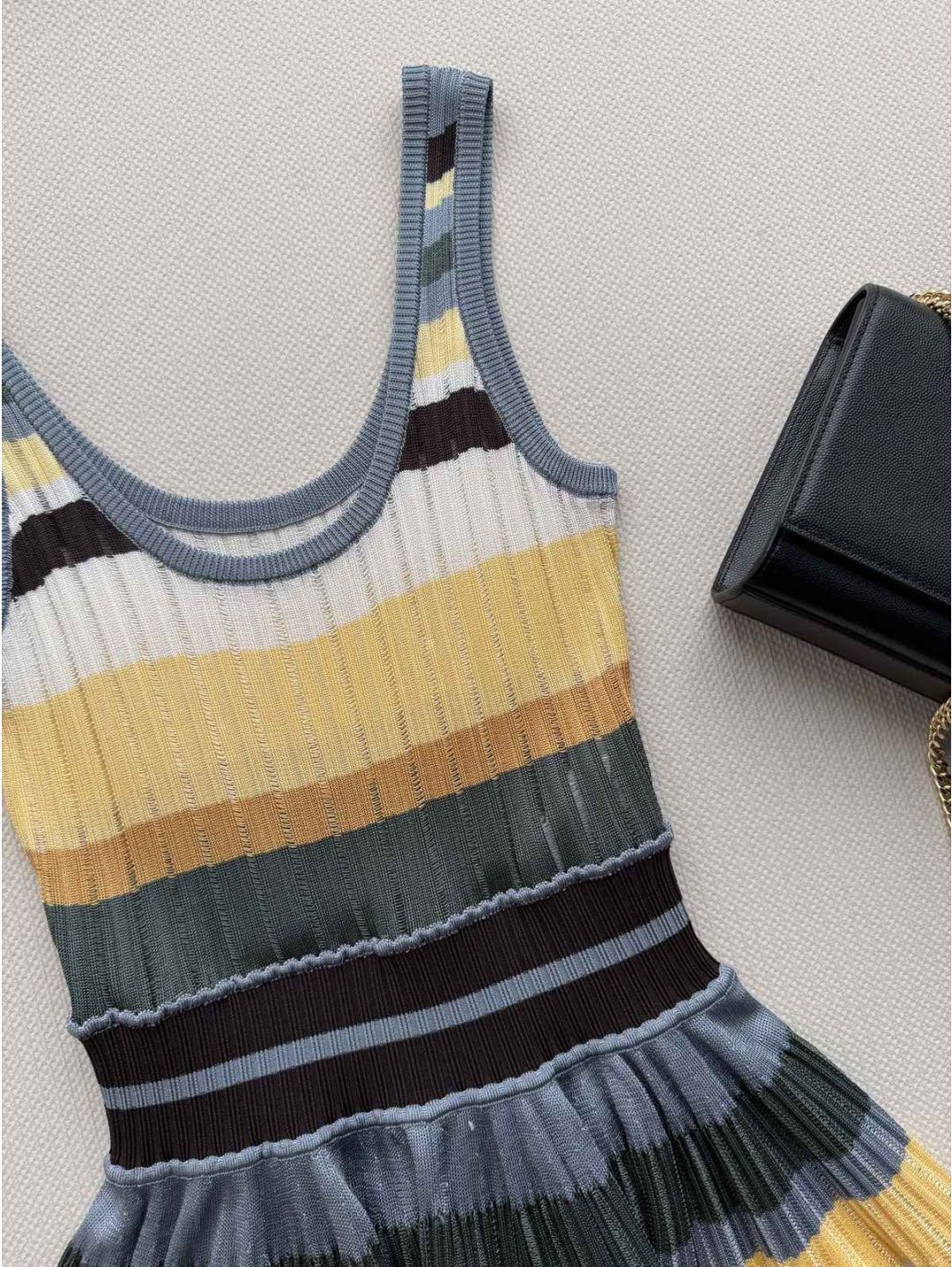 Alaia Striped Pleated Dress in Multicolor