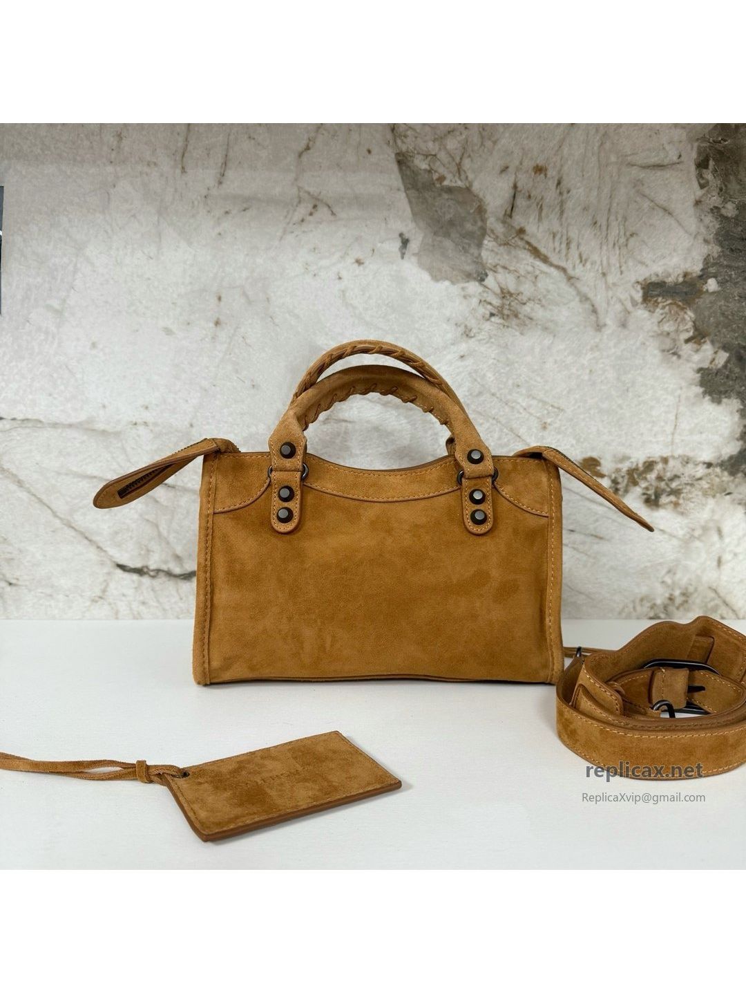 Balenciaga Le City Small Suede Caramel 2626S98