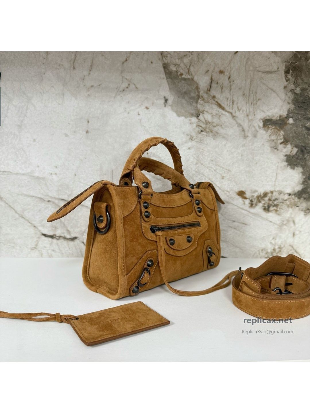 Balenciaga Le City Small Suede Caramel 2626S98