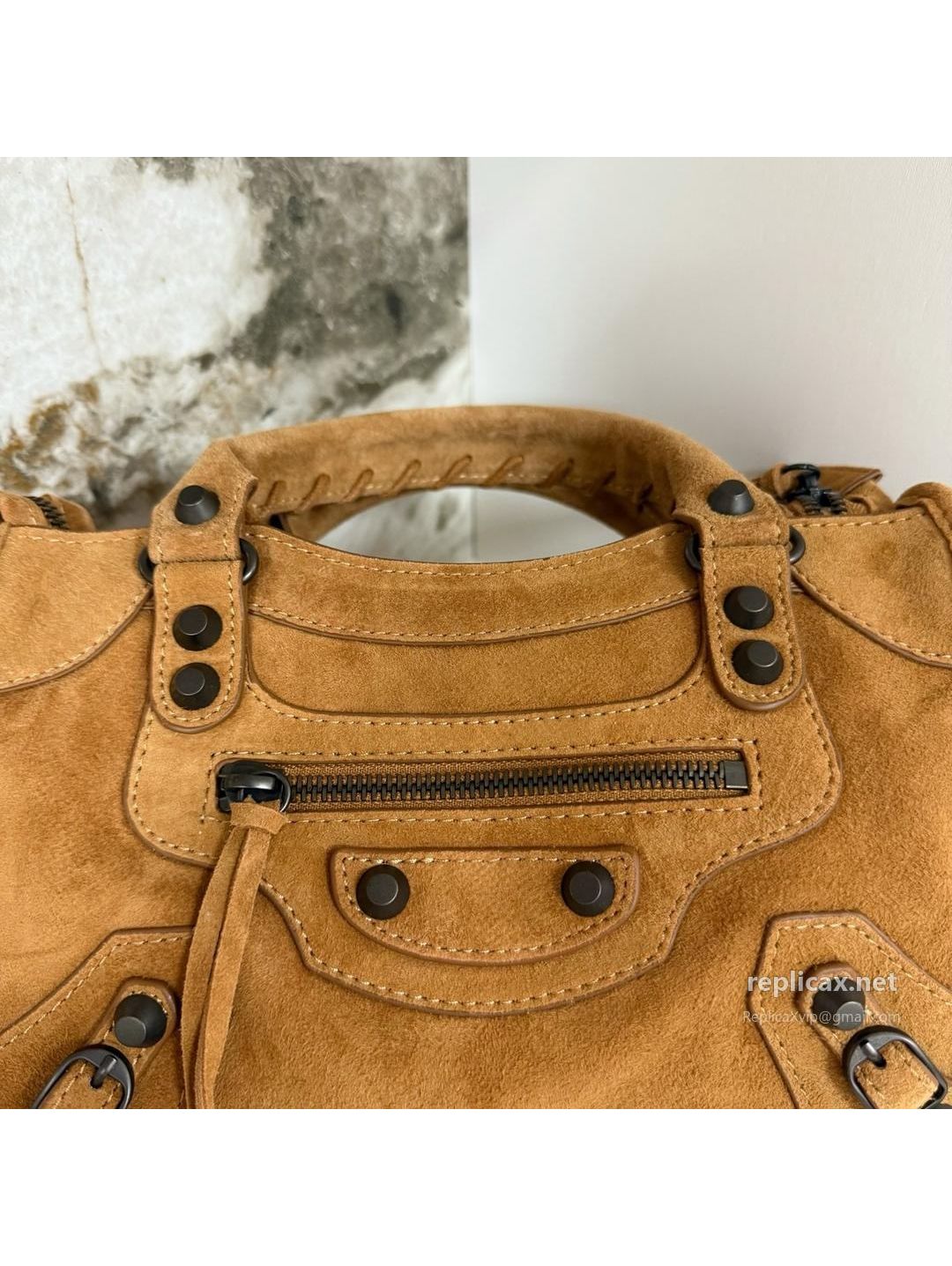 Balenciaga Le City Small Suede Caramel 2626S98