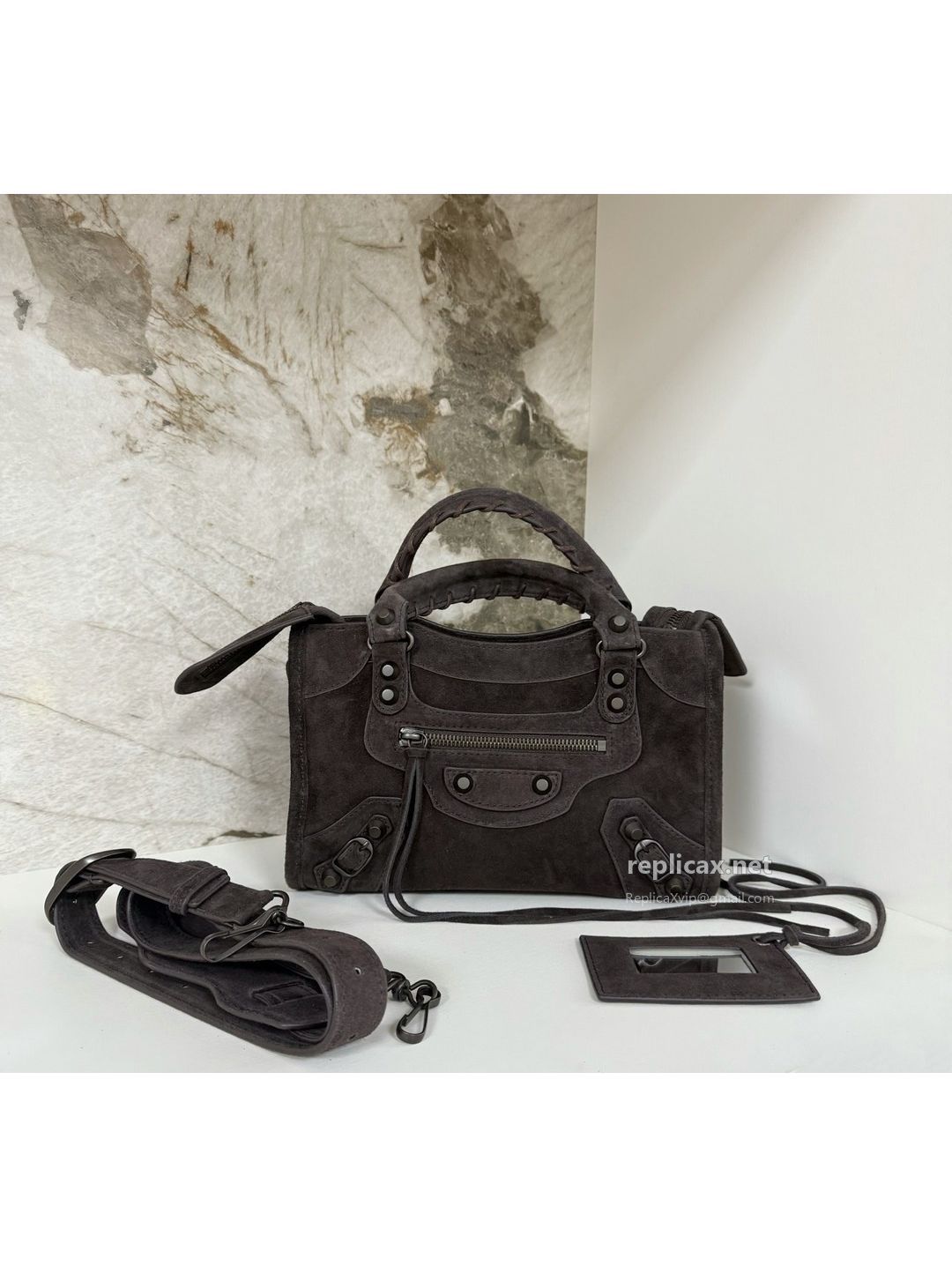 Balenciaga Le City Small Suede Coffee 2626S98