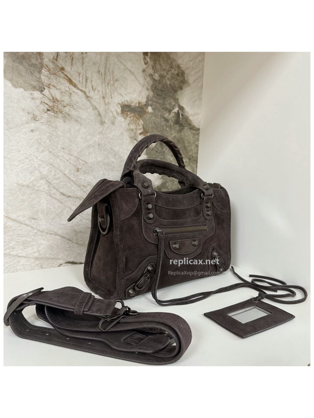 Balenciaga Le City Small Suede Coffee 2626S98