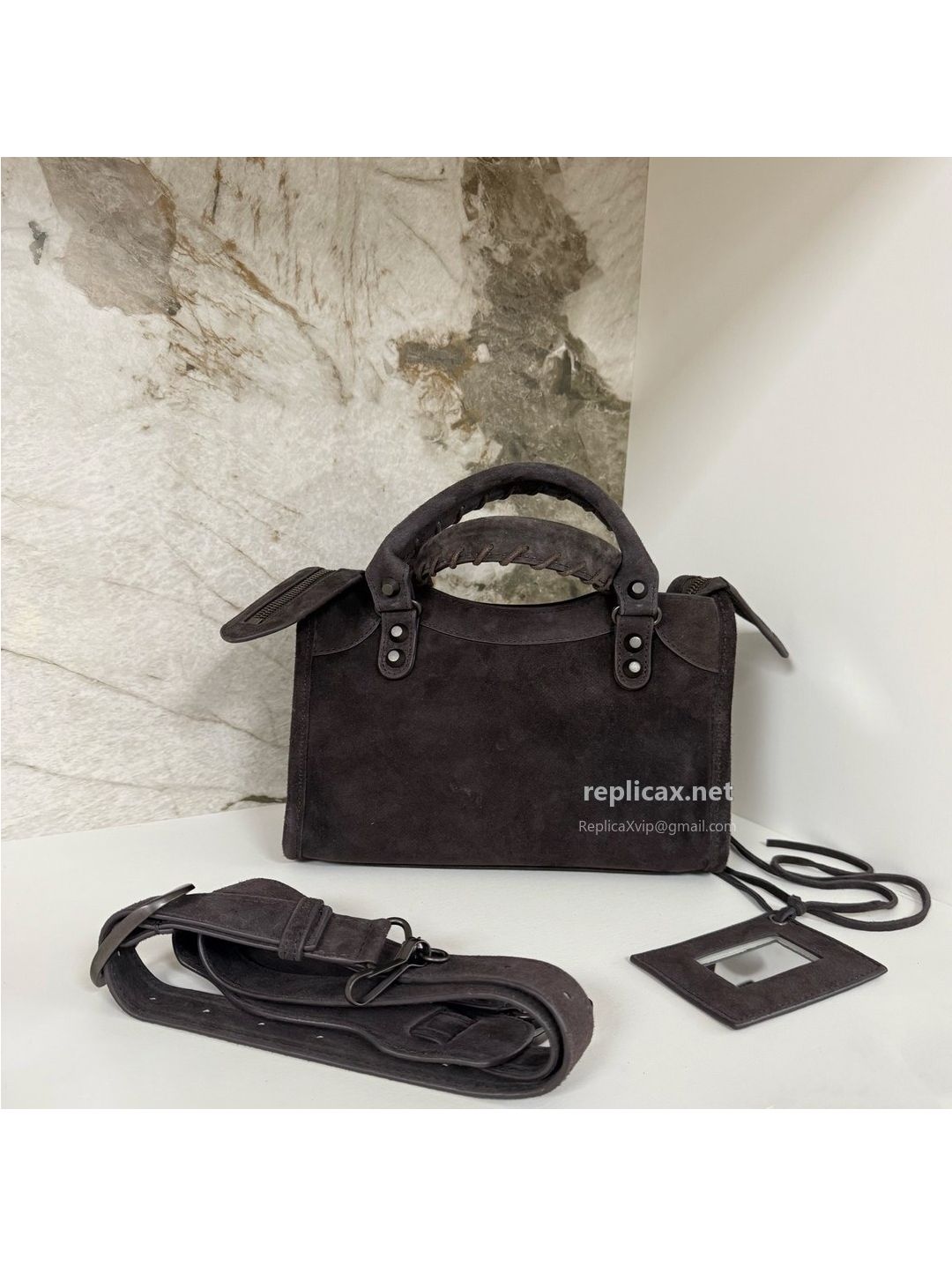 Balenciaga Le City Small Suede Coffee 2626S98