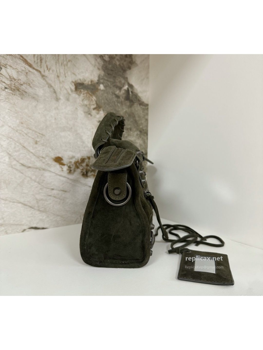 Balenciaga Le City Small Suede Dark Green 2626S98