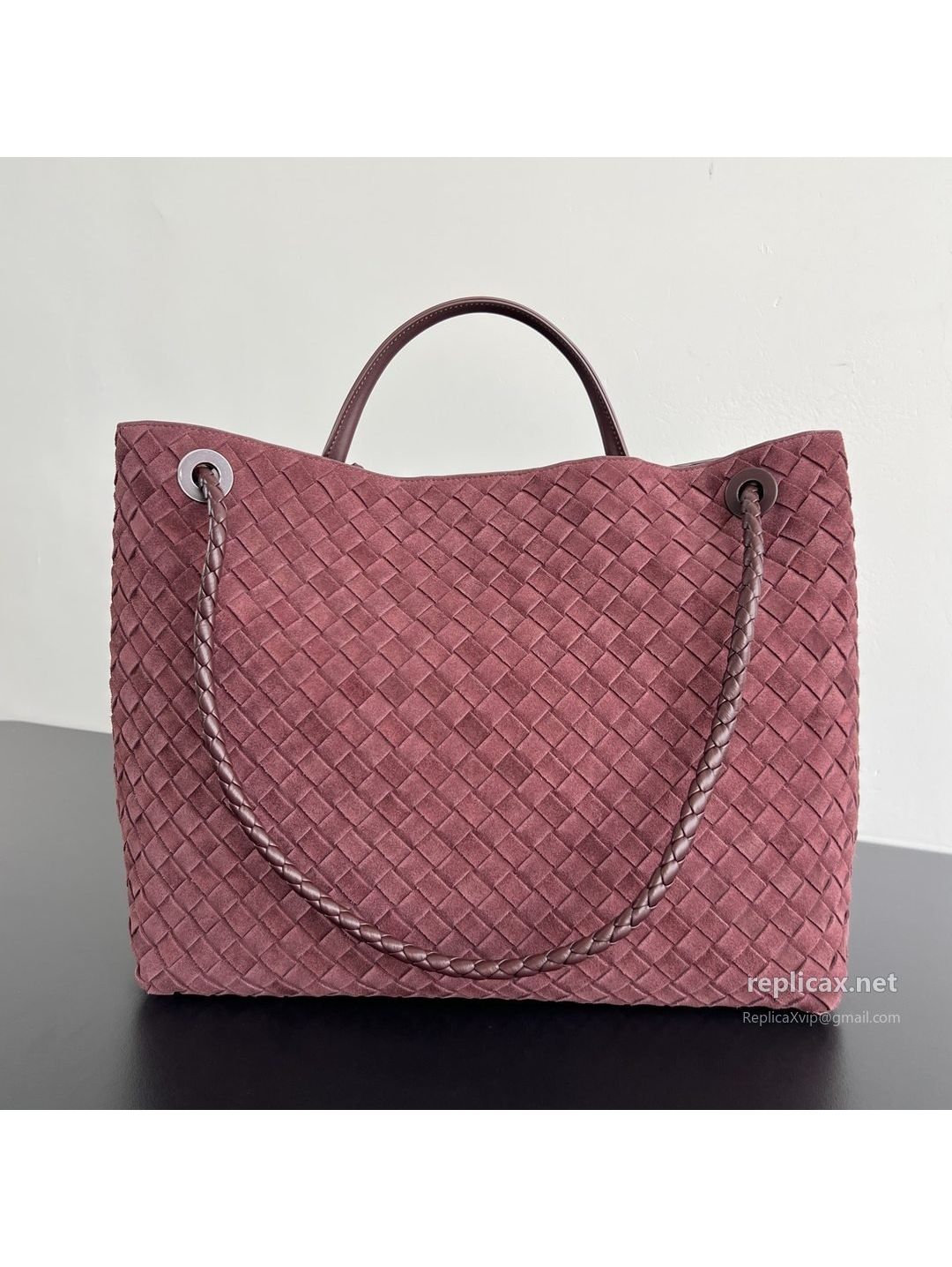 Bottega Veneta Andiamo Large Suede Tote Bag Wine