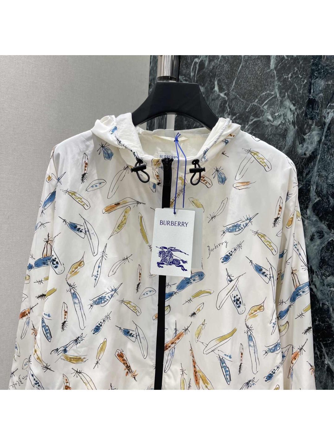 Burberry Hooded Drawstring Coat in Multicolor