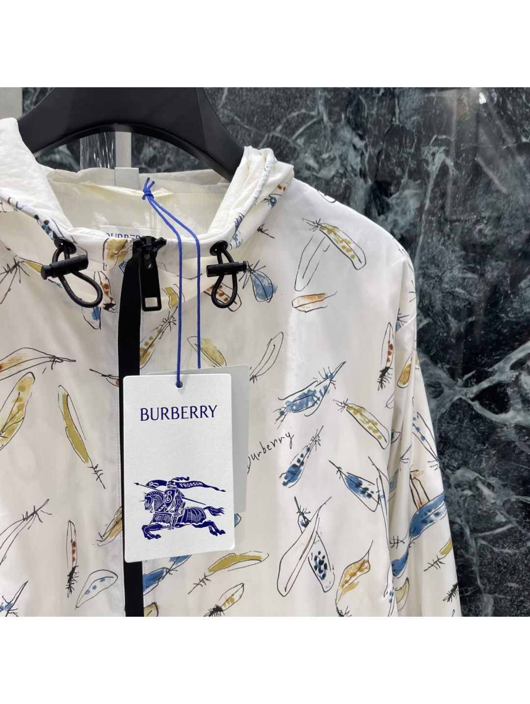 Burberry Hooded Drawstring Coat in Multicolor