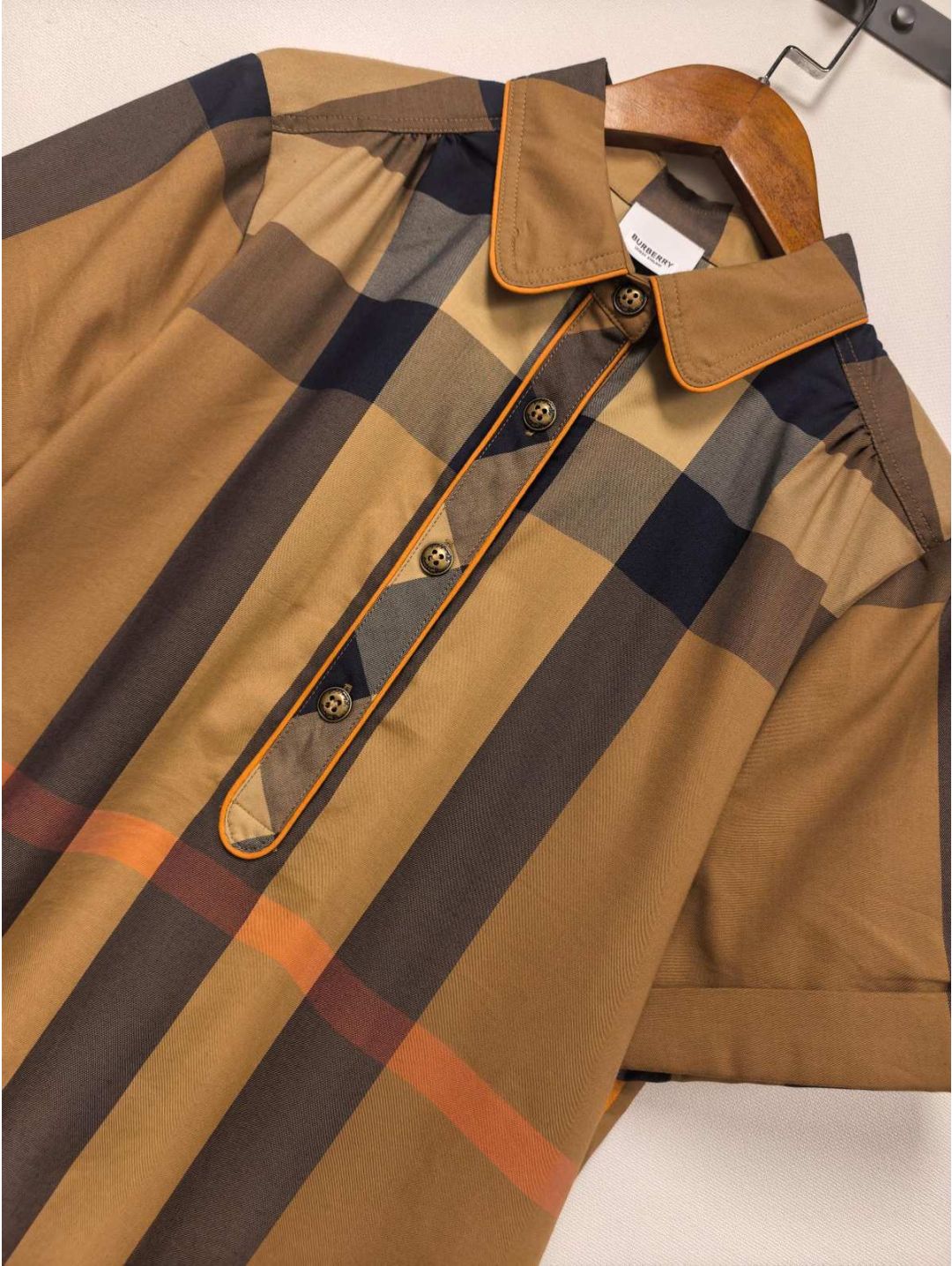 Burberry Plaid Button-Front Dress in Multicolor