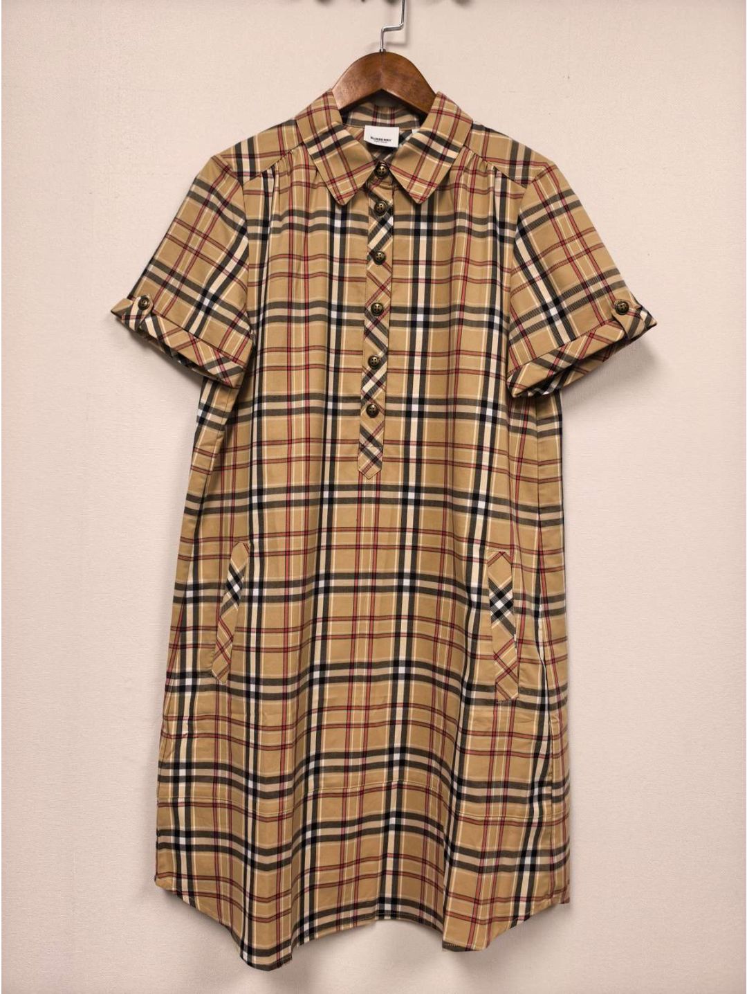 Burberry Plaid Button-Front Dress in Multicolor
