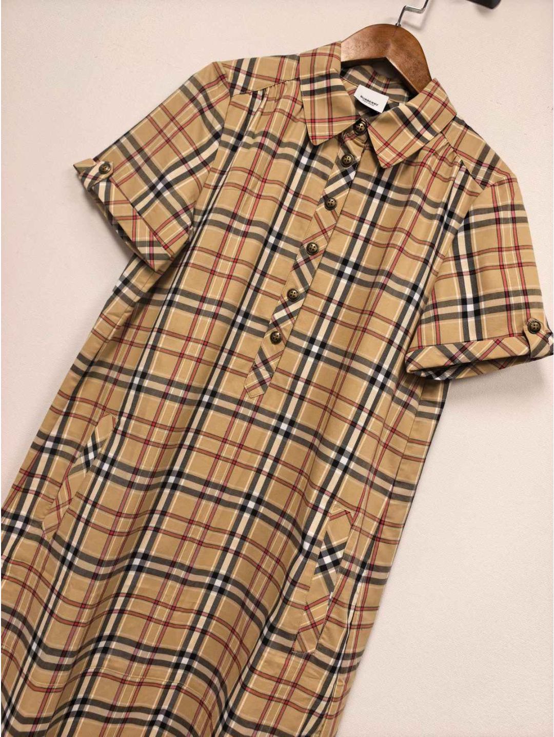 Burberry Plaid Button-Front Dress in Multicolor