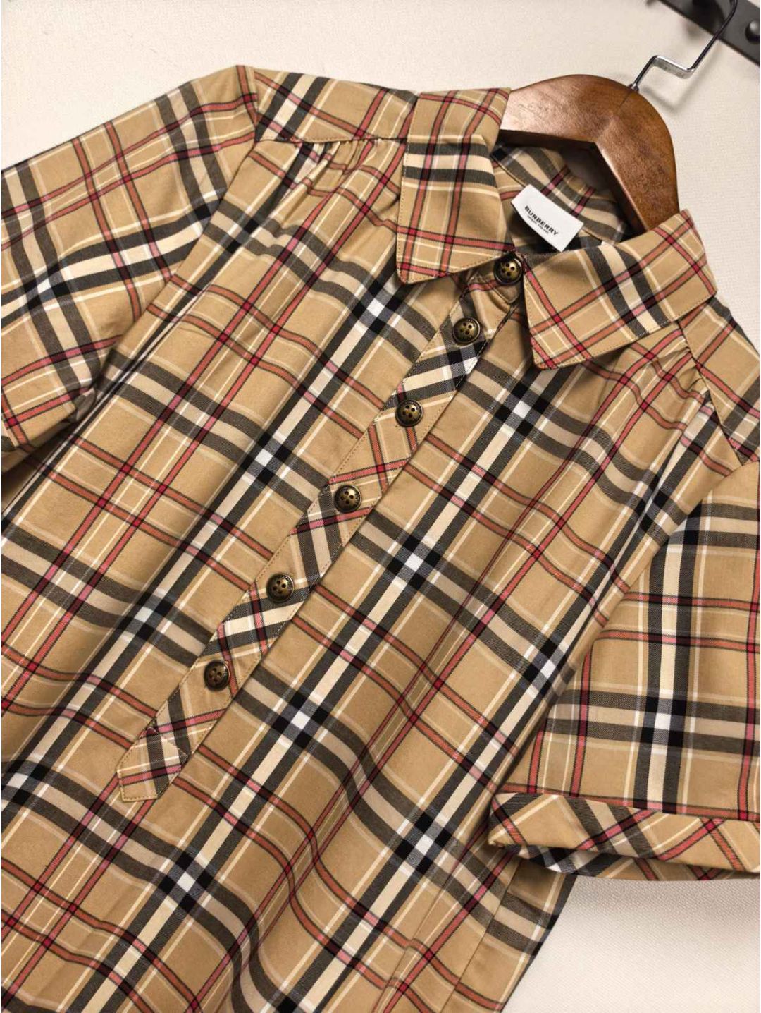 Burberry Plaid Button-Front Dress in Multicolor