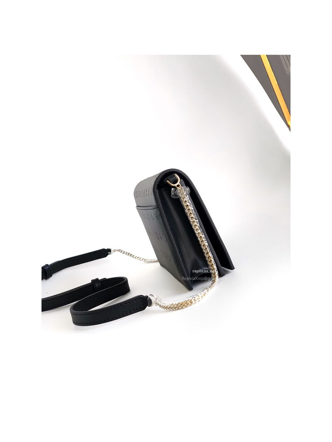 Bvlgari Infinitum Logo Chain Wallet Black Calfskin
