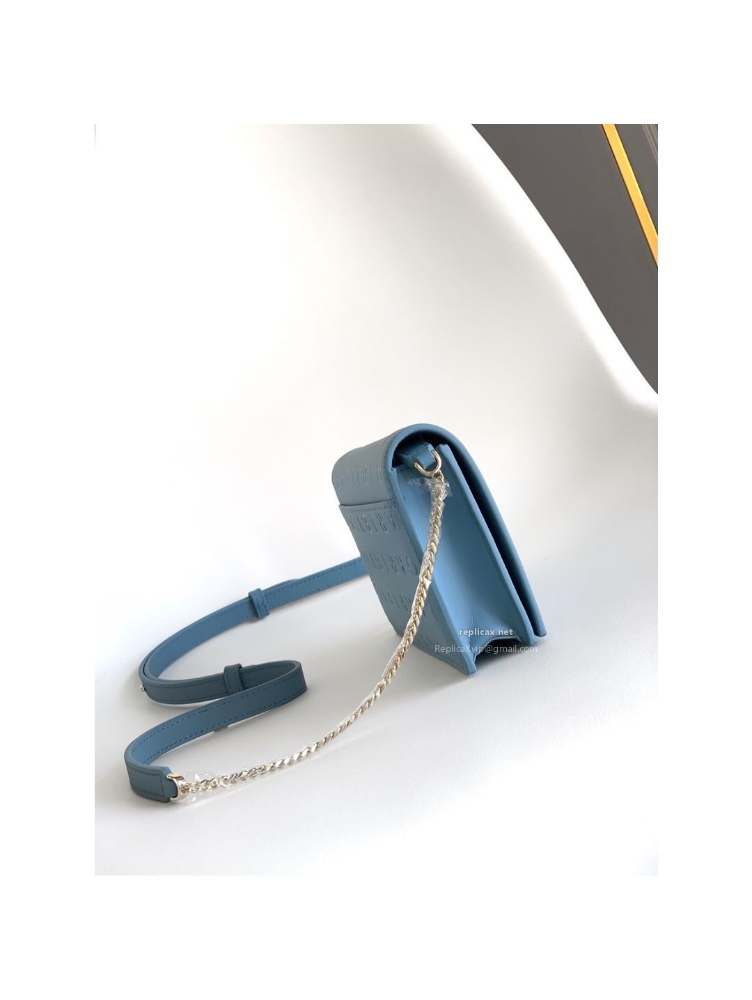 Bvlgari Infinitum Logo Chain Wallet Blue Calfskin
