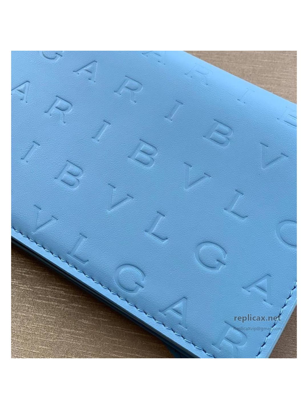 Bvlgari Infinitum Logo Chain Wallet Blue Calfskin