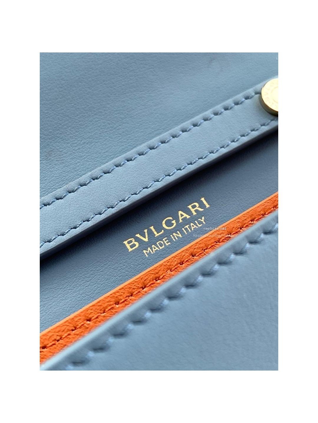 Bvlgari Infinitum Logo Chain Wallet Blue Calfskin