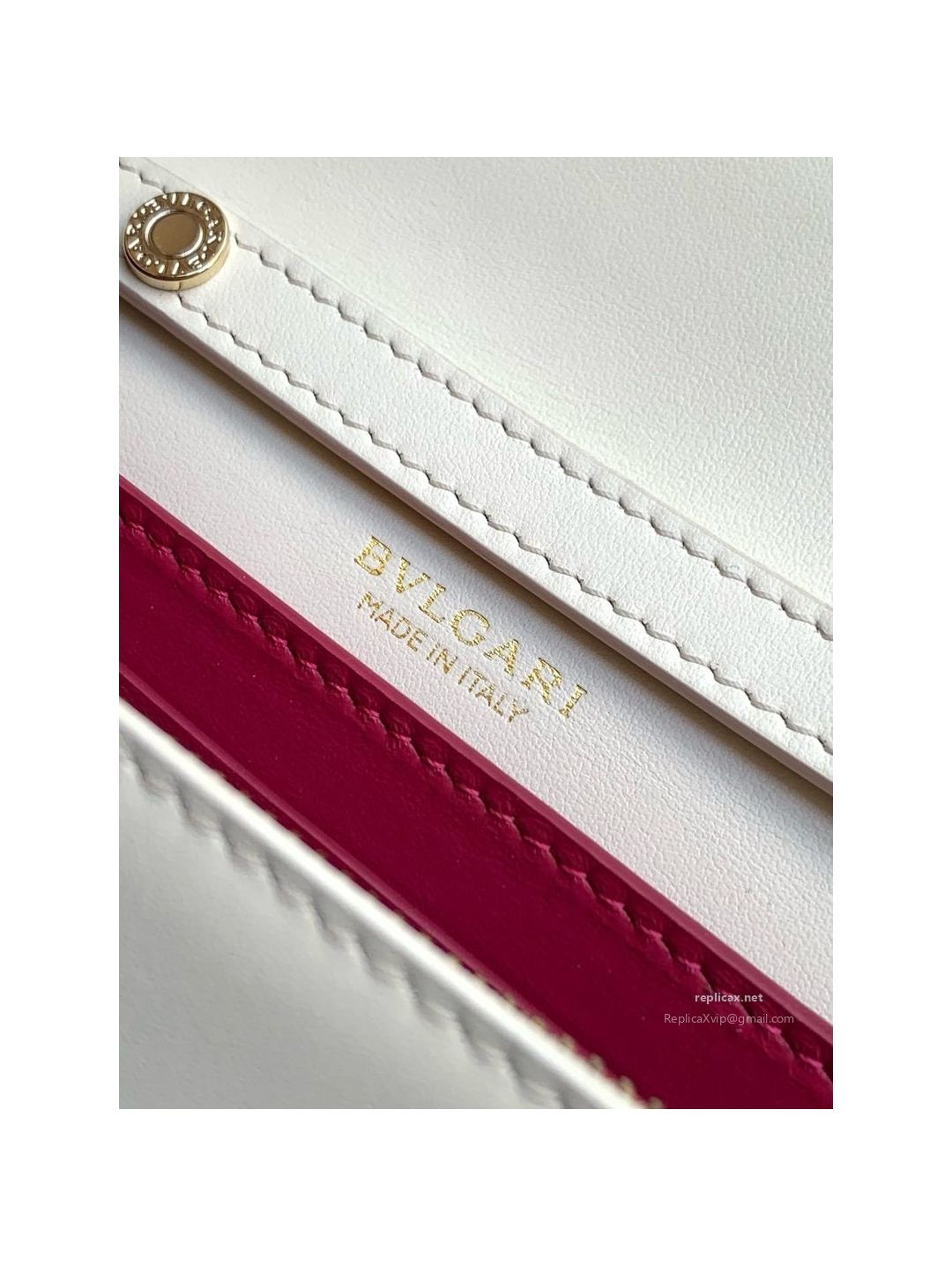 Bvlgari Infinitum Logo Chain Wallet Diamond White Calfskin