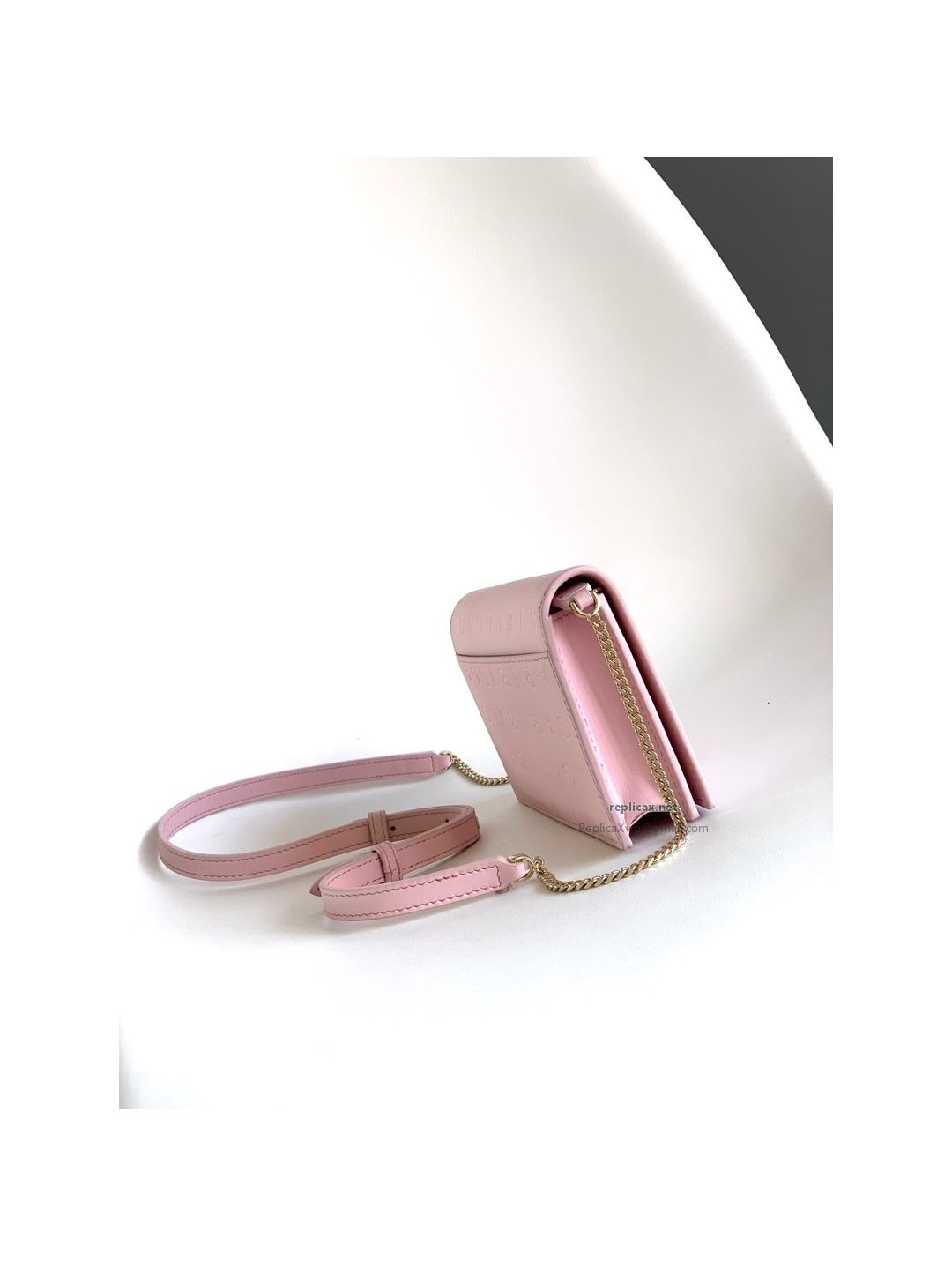 Bvlgari Infinitum Logo Chain Wallet Quartz Pink Calfskin