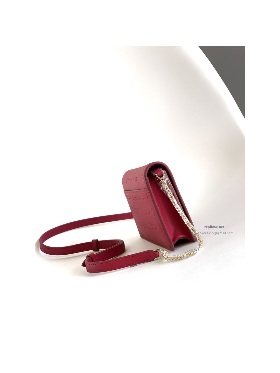 Bvlgari Infinitum Logo Chain Wallet Spinel Pink Calfskin