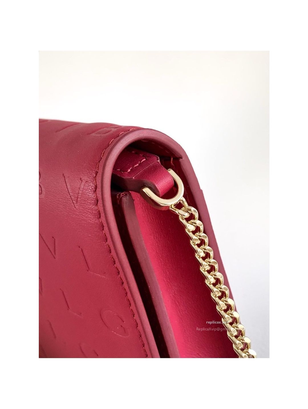 Bvlgari Infinitum Logo Chain Wallet Spinel Pink Calfskin