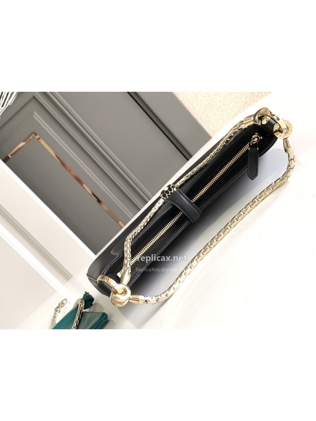 Bvlgari Serpenti Baia Small Shoulder Bag Black Urban Calfskin