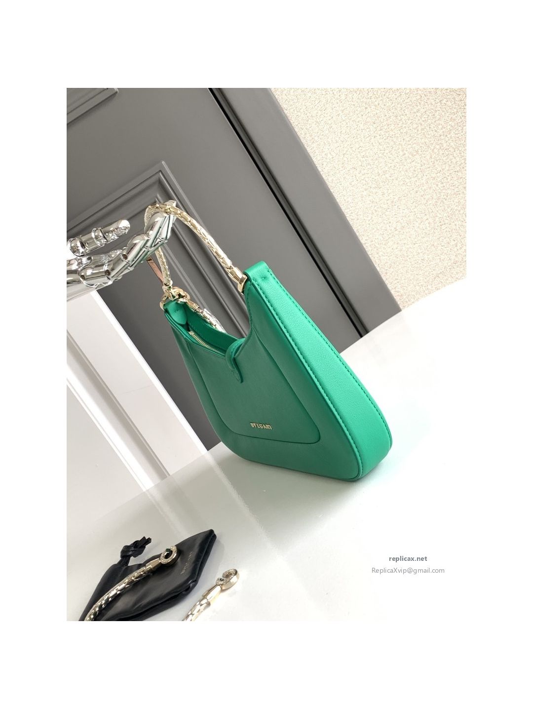 Bvlgari Serpenti Baia Small Shoulder Bag Emerald Green Urban Calfskin