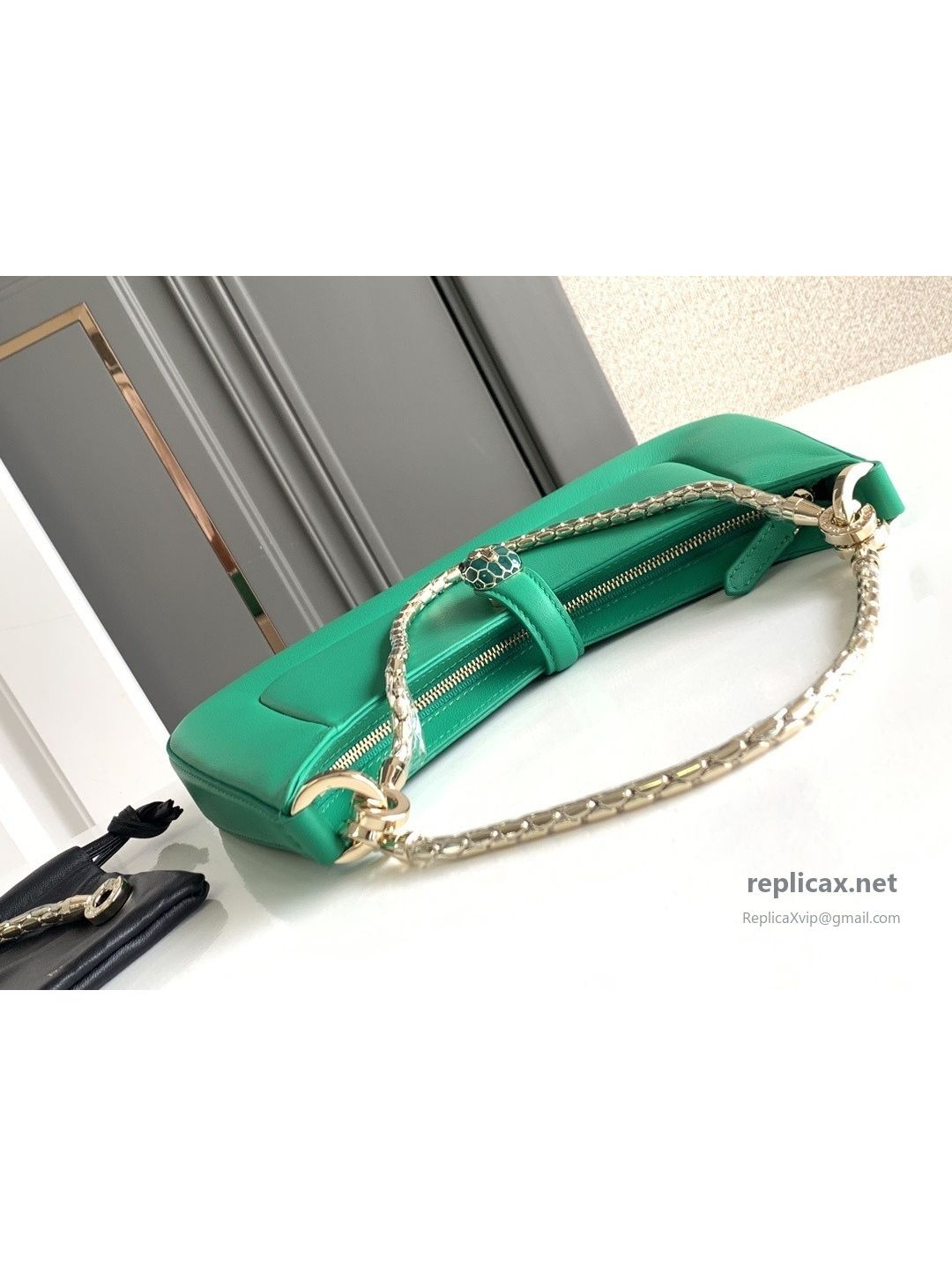 Bvlgari Serpenti Baia Small Shoulder Bag Emerald Green Urban Calfskin