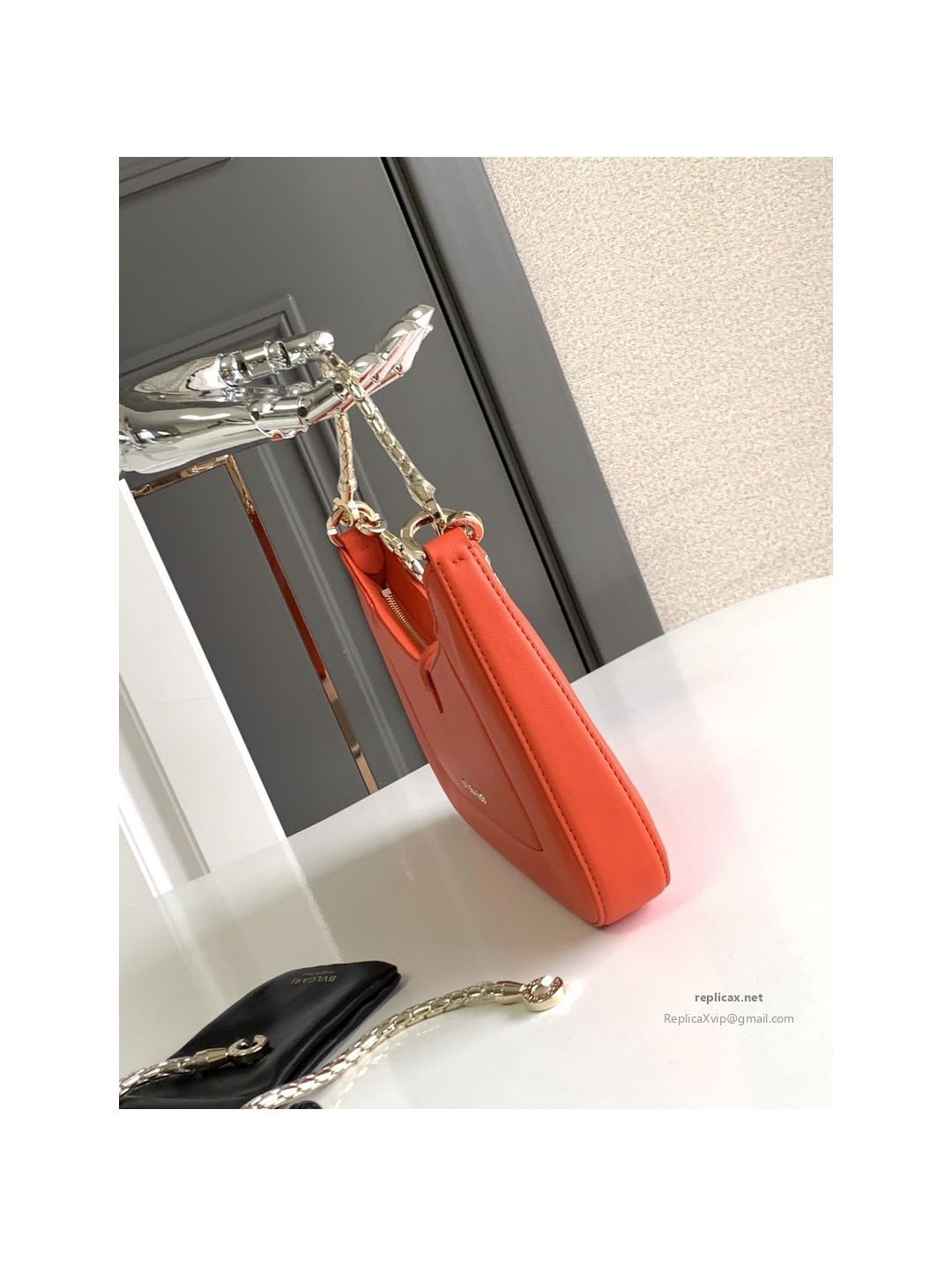 Bvlgari Serpenti Baia Small Shoulder Bag Orange Urban Calfskin