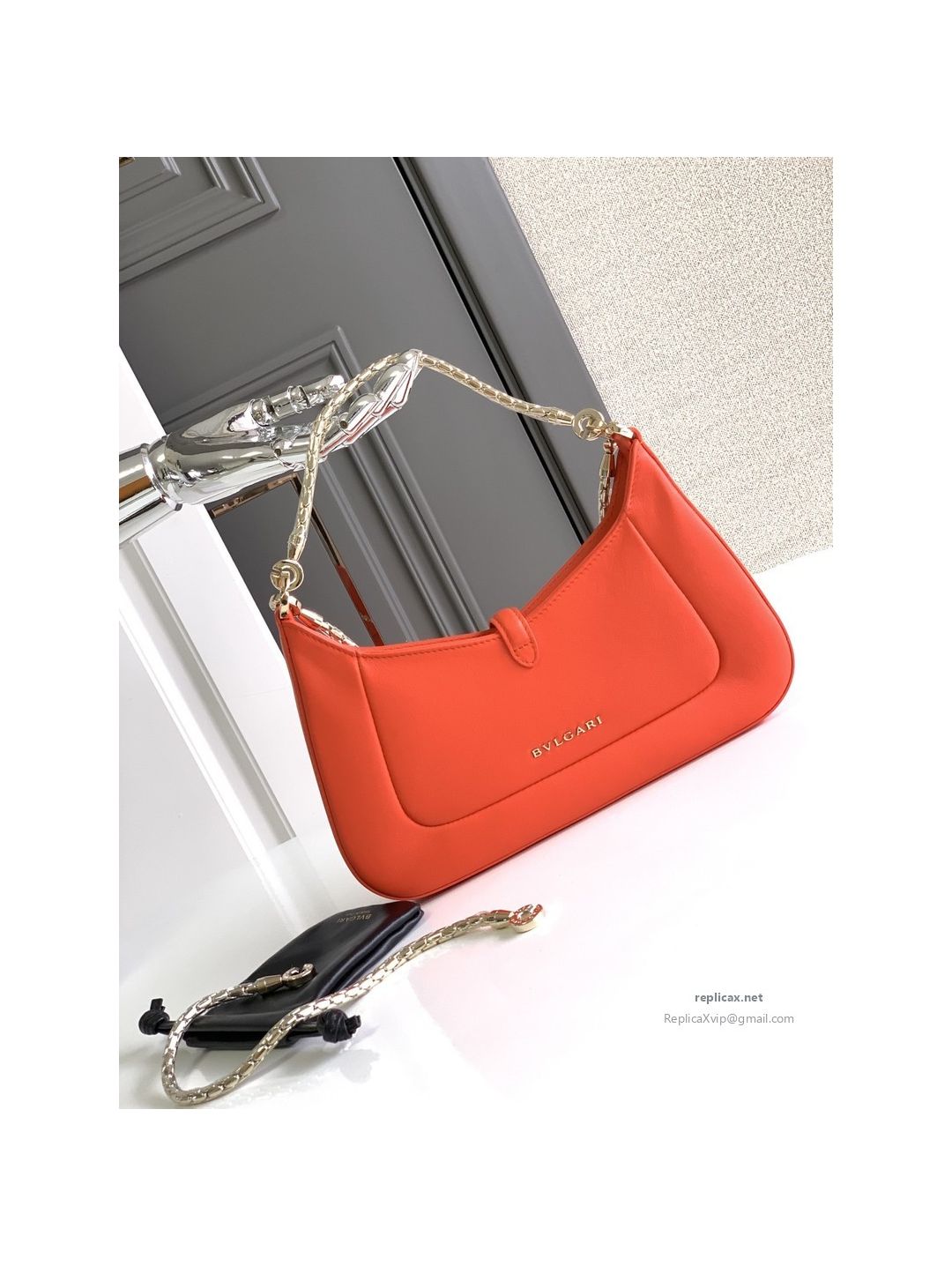 Bvlgari Serpenti Baia Small Shoulder Bag Orange Urban Calfskin