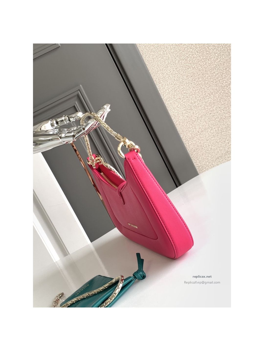 Bvlgari Serpenti Baia Small Shoulder Bag Rose Red Urban Calfskin
