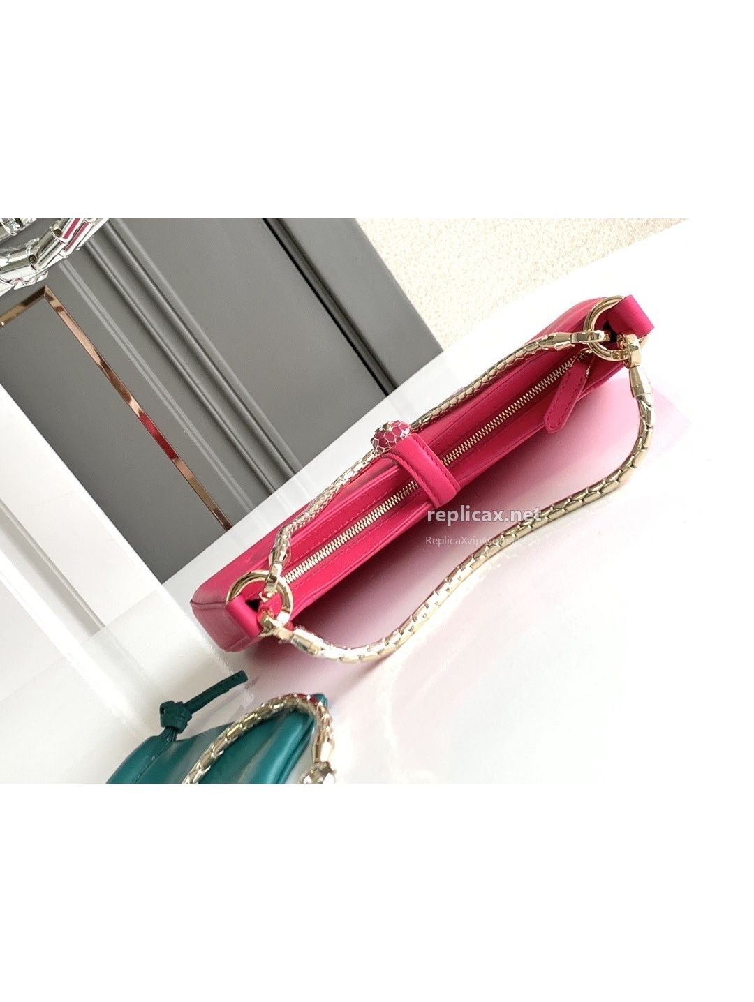 Bvlgari Serpenti Baia Small Shoulder Bag Rose Red Urban Calfskin