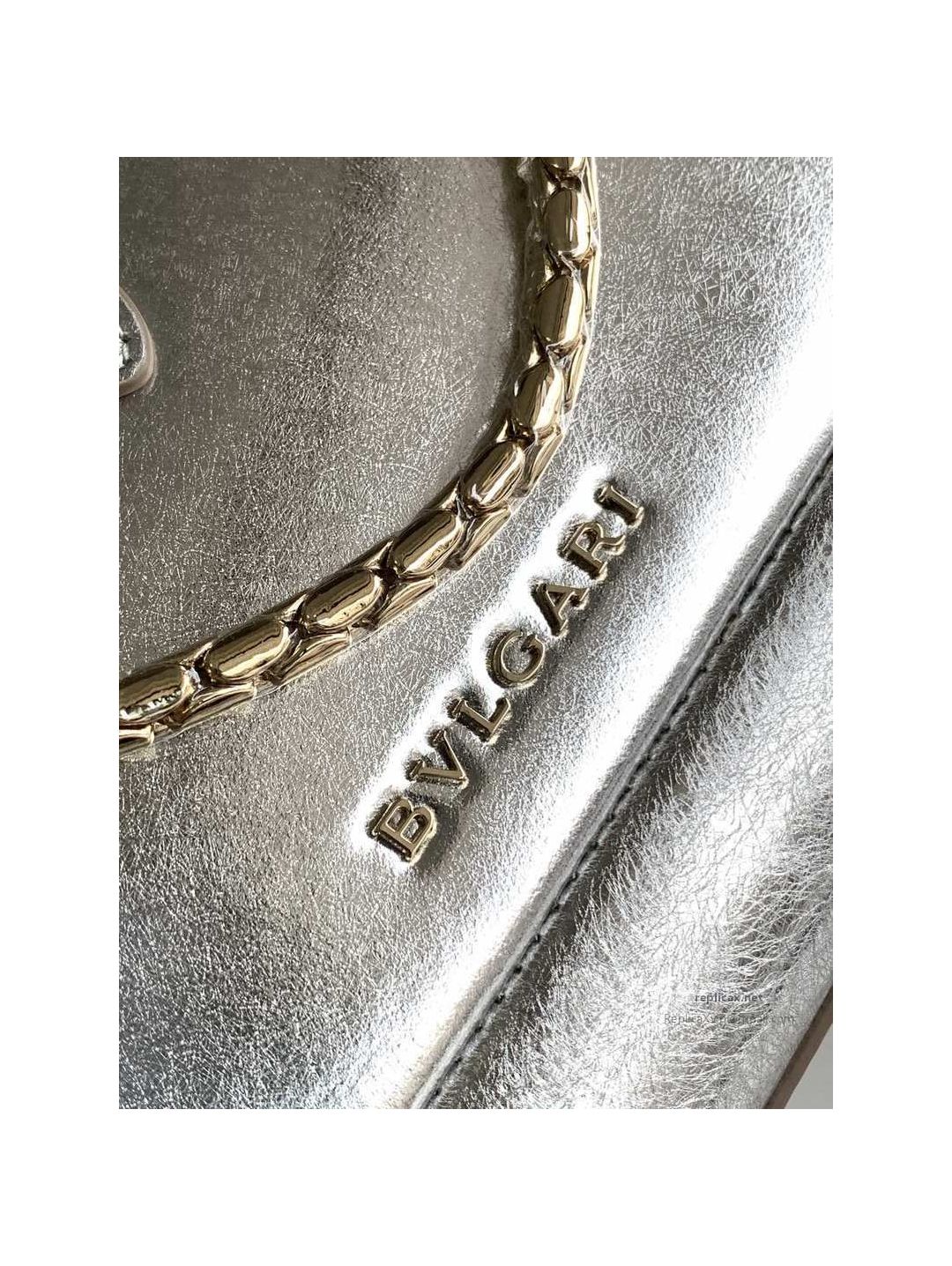 Bvlgari Serpenti Baia Small Shoulder Bag Silver Textured Calfskin