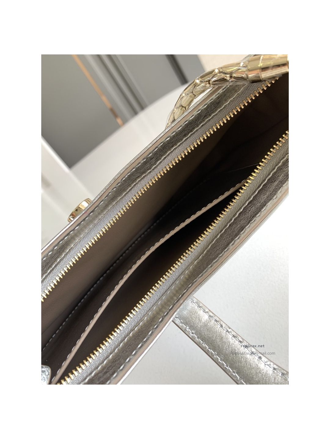 Bvlgari Serpenti Baia Small Shoulder Bag Silver Textured Calfskin